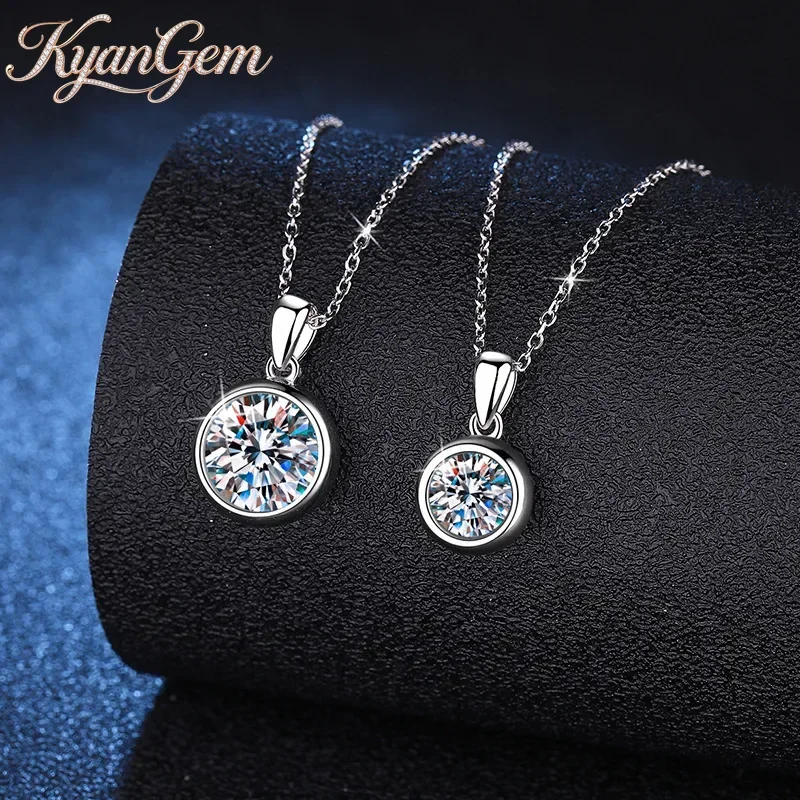 

KyanGem 18K Diamond Classic Bubble Inlaid Moissanite Women's Necklace PT950 Platinum Pendant 1-2-3 Carat D Color