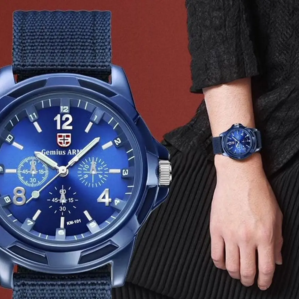 حزام نايلون مضفر Gemius Swift Watch نايلون باند منسوج بسوار كوارتز ساعة ليلية خفيفة سويسرية كوارتز رياضية ملابس غير رسمية