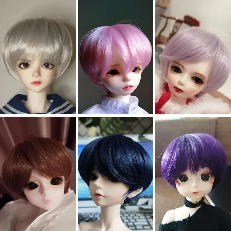 

BJD SD 1/3 1/4 1/6 1/8 Парик куклы из высокотемпературного волокна, аккуратная челка, волосы боб, первый тон, зеленый накладной парик