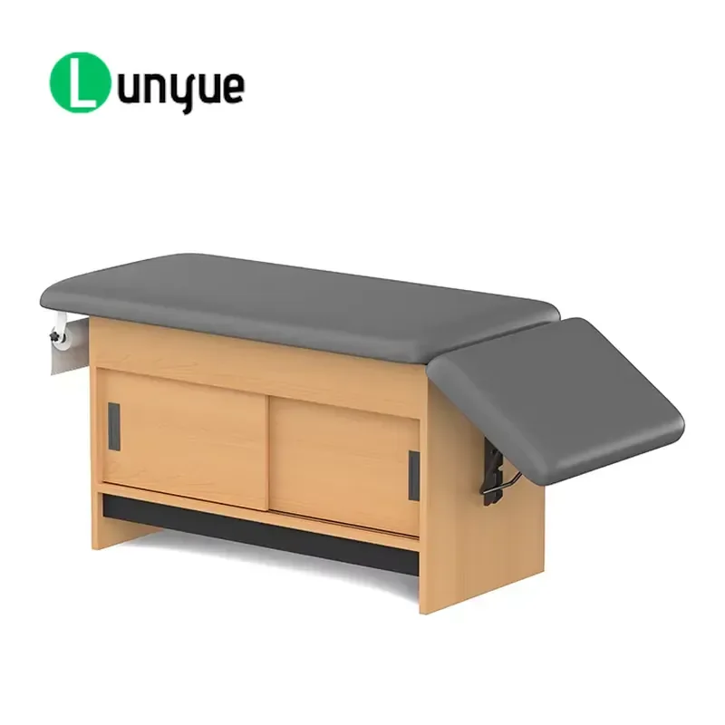Hospital Wooden Examination Treatment Bed with 4 Sliding Doors Beech Oak Gray Wood Clinic Furniture Medical Cabinet