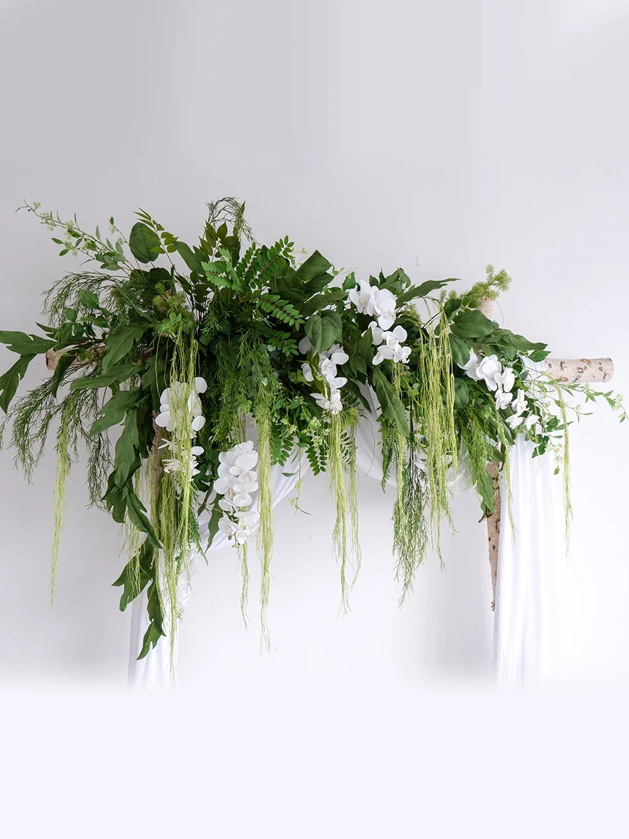 Mori simulation green plant wall hanging arch decorative floral arrangement, wedding stage background store wall