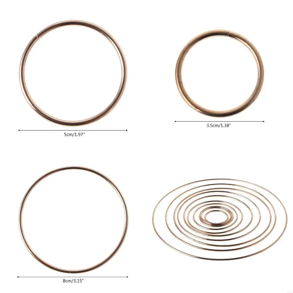Round Dreamcatch Circle Gold Color Round Wire Wreath Making for Independence Day Flower Making Supply X3UC