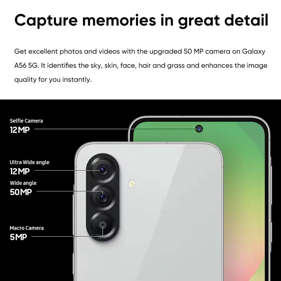 Samsung Galaxy A56 5G ＜ グローバル版 ＞ Samsung Galaxy A56 5G AI, 256GB+12GB RAM, Android Smartphone
