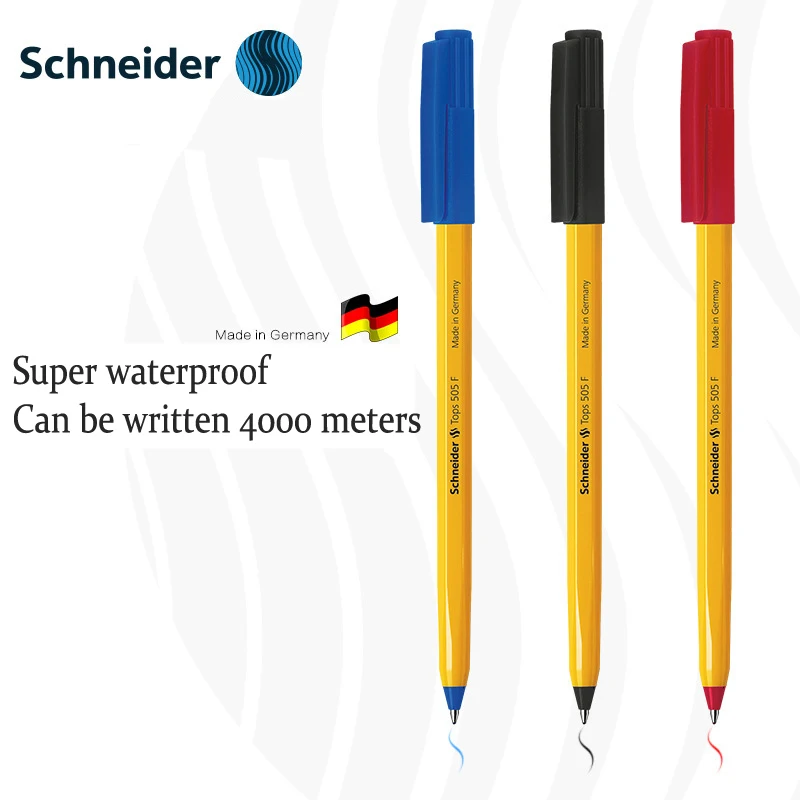 Schneider Tops 505F Germany Imported Ballpoint Pen  Smooth 0.5 Fine Tip Classic Yellow Penholder School Pen Wholesale Stationery