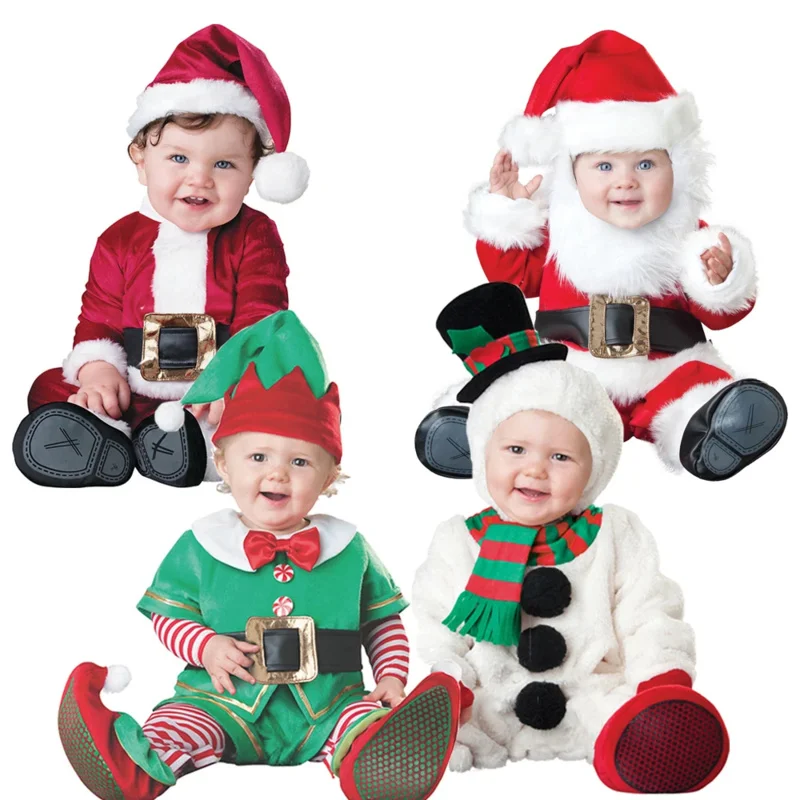 2023 Santa Baby Costume Infant Snowman Costume Christmas Elf Toddler Costume Happly New Year Santa Claus Cosplay New Arrival