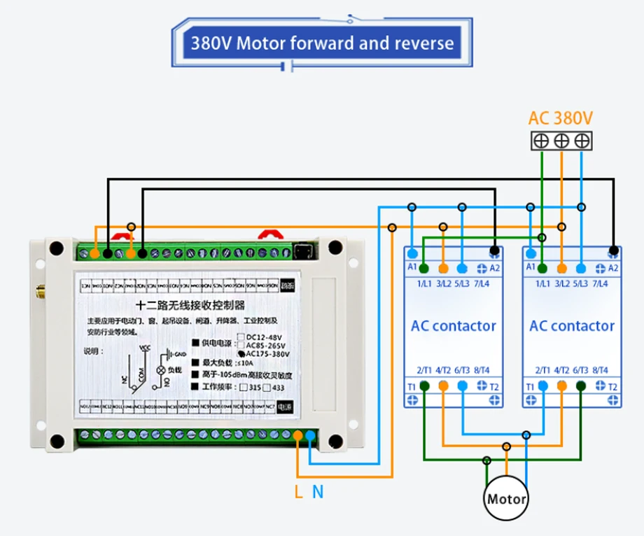 DC12-48V 433Mhz wireless RF remote control industrial telecrane elevator luffing tower crane 12 channel transmitter and receiver