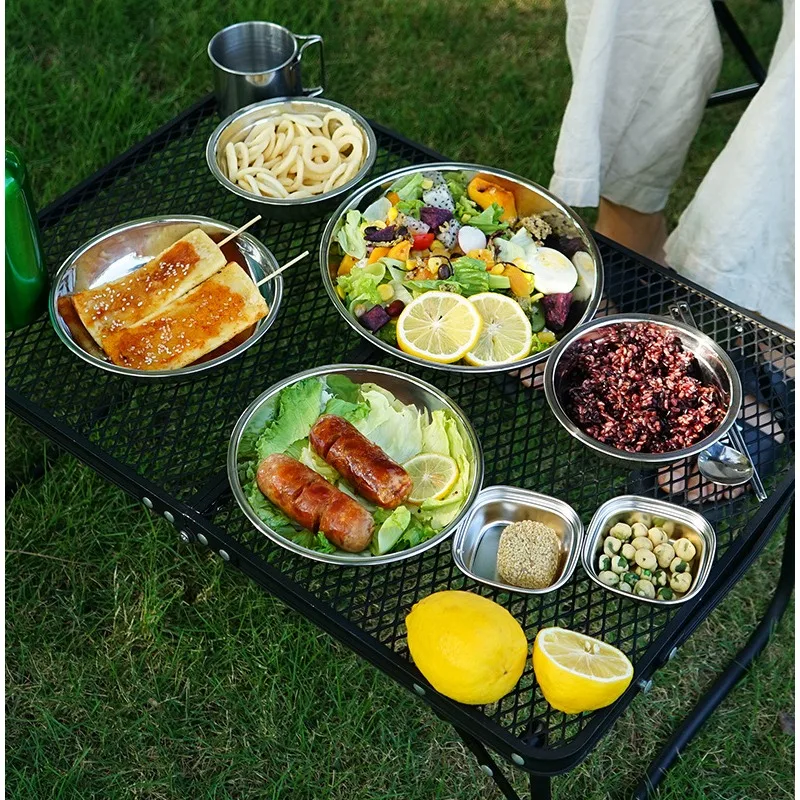 New Camp Cooking Portable Dining Plate Set of 17 Outdoor Camping Tableware Self driving BBQ Plate Home Soup Pot Bowl Plate Set