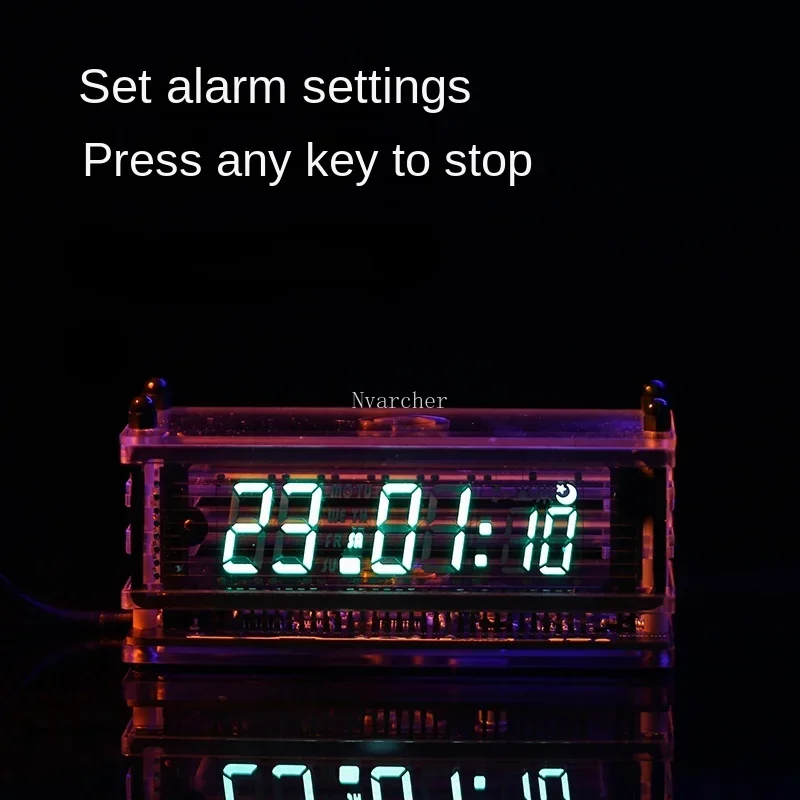 Nvarcher reloj VFD transparente, pantalla Digital LED de escritorio, luz ambiental creativa para el hogar