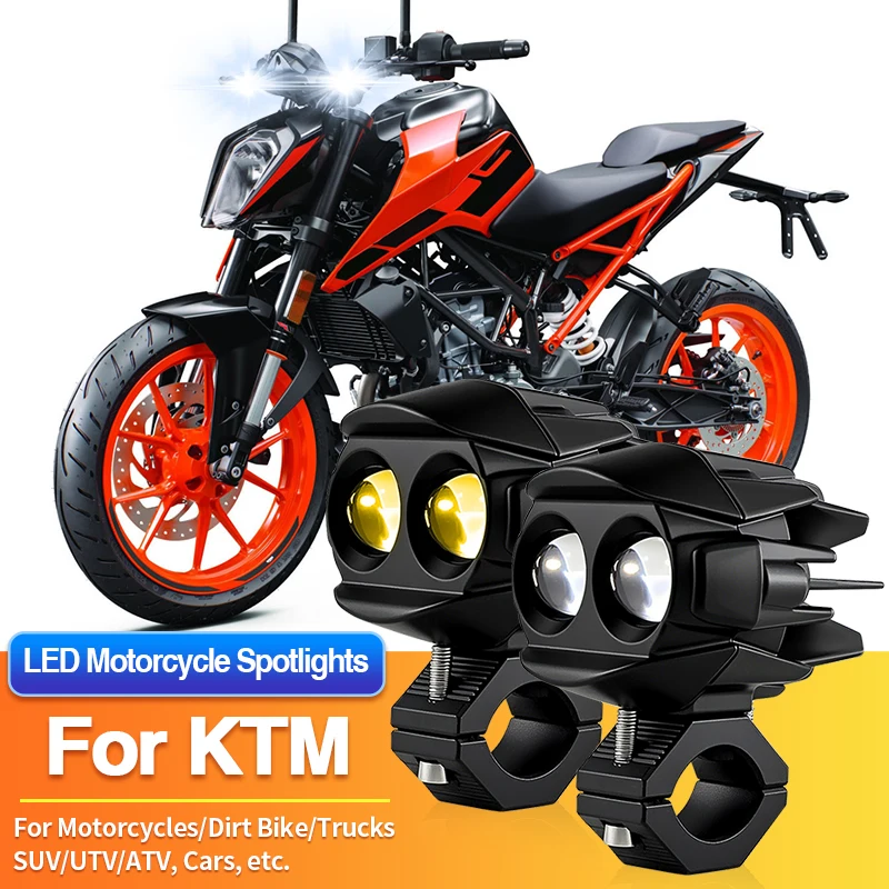 1 Set LED Motorcycles Headlight 2-Color Fog Light Spotlight Off Road for KTM 250 XC-W TPI/250 Adventure/250 SXF/300 EXC/300 SX