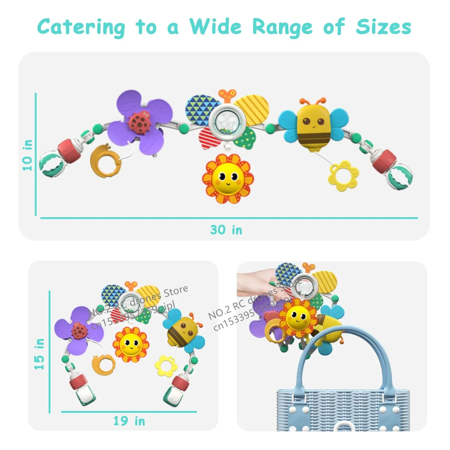 ベビーベッドモバイルハンギングベッドベルベビーカーアーチクリップ折りたたみ式ひまわり幼児インタラクティブレインボーおもちゃ息子娘ギフト用