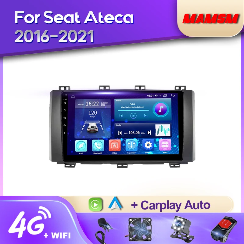 

MAMSM Android 12 2K Car Radio For Seat Ateca 2016 2017-2021 Video Multimedia Bluetooth Player Navigation GPS 4G Carplay stereo