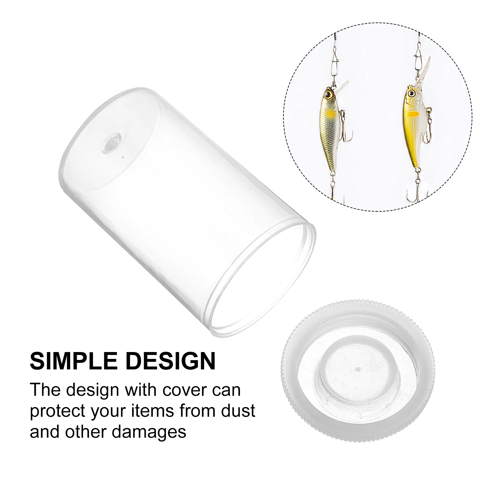 

30 Pcs Transparent Film Box Cylindrical Fishing Bait Holder Small Clear Storage