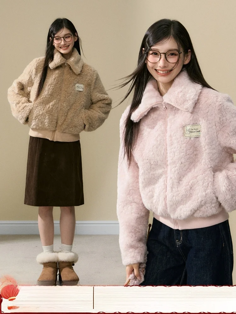 

Теплое пушистое пальто женское в корейском стиле, повседневное, с поясом, меховой топ ELEVEN SP, приталенный крой, длинный рукав, на молнии