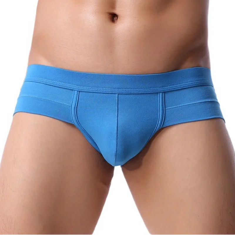 

2PCS Men's Briefs Solid Color Sexy Mid Waist Triangle Underwear Male Plus Size Breathable Comfortable U Convex Underpants