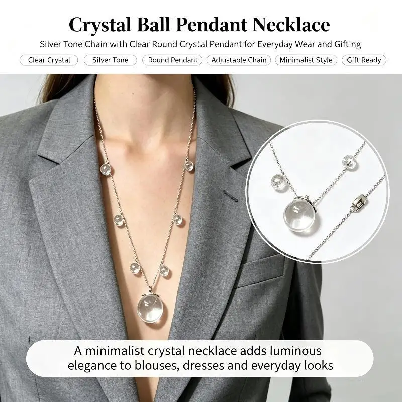 Classic Transparent Circular Geometric Necklace For Women Vintage Resin Waterdrop Shaped Pendant Necklace Birthday Jewelry