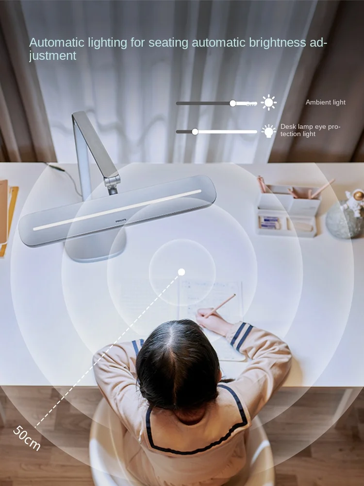 Lampa biurkowa LED do akademika, chroniąca oczy, wysokiej klasy, zapobiegająca krótkowzroczności i wspomagająca kontrolę wzroku.