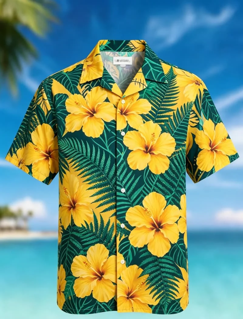 Men's vintage tropical printed Hawaiian shirt, suitable for summer travel, date nights, daily outfits, and festive events