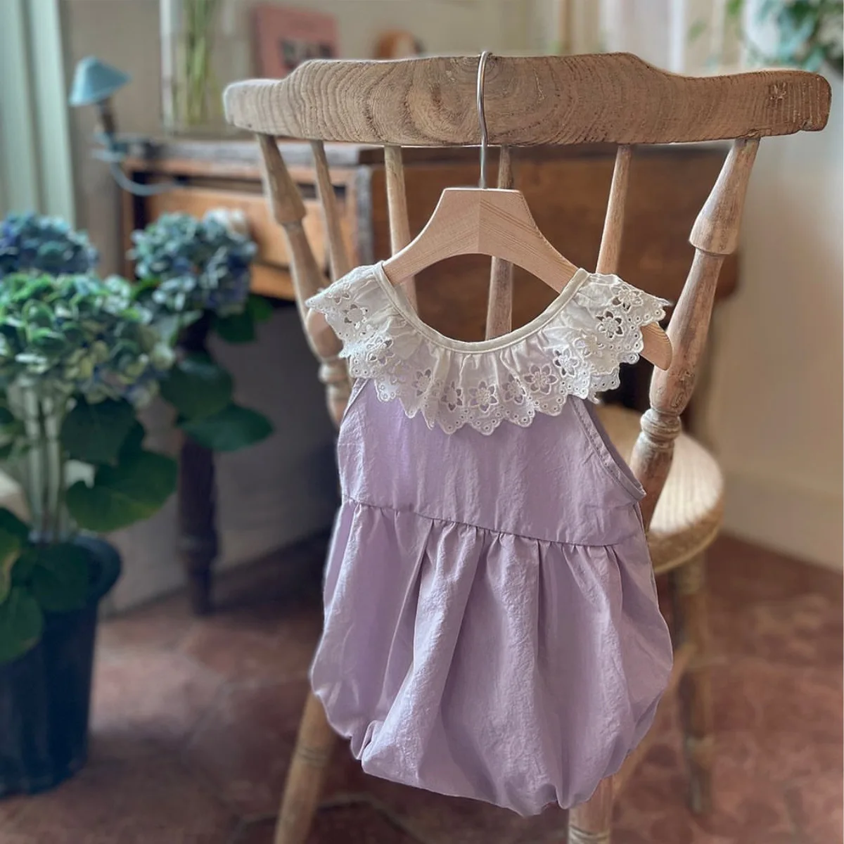 

Summer Baby Girl Romper with Floral Lace Collar, Sleeveless Design, and Triangle Jumpsuit baby girl romper baby girl clothes