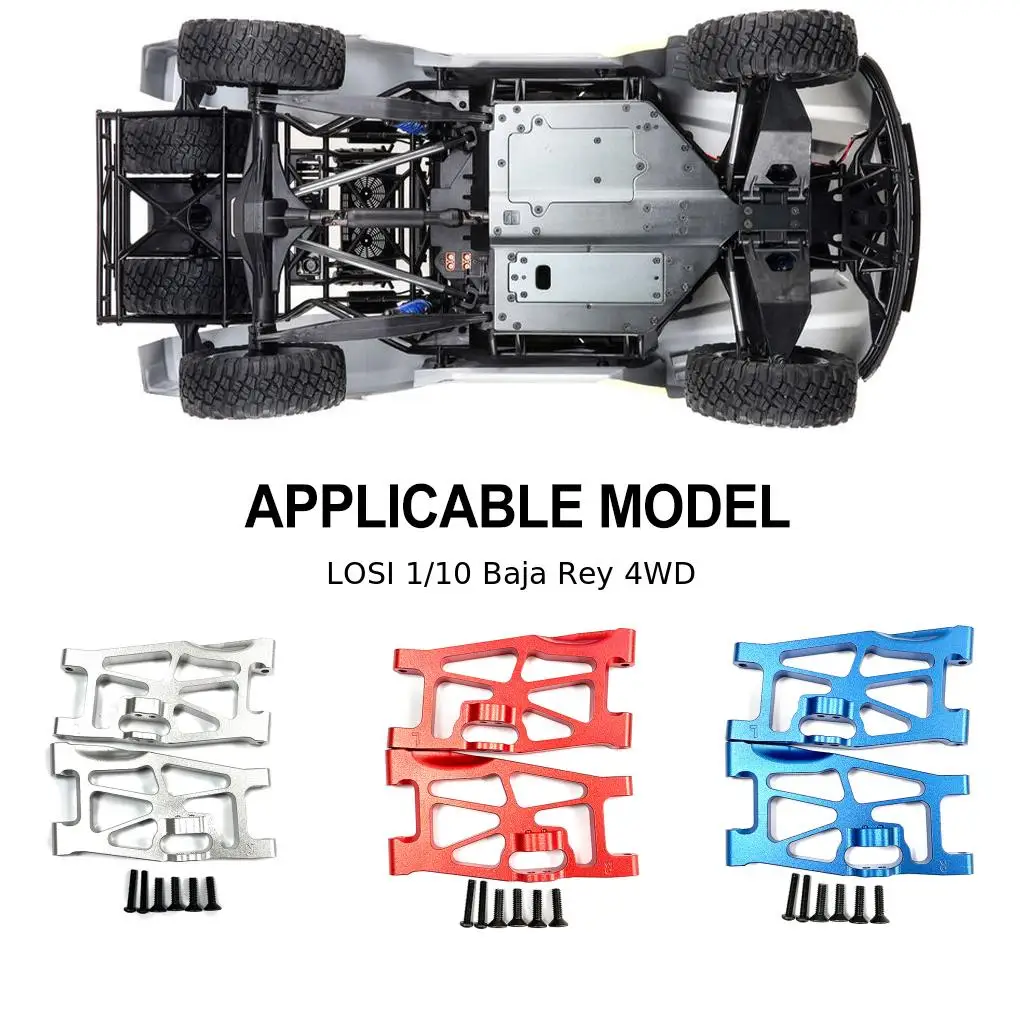 RCGOFOLLOW 1/10 Aluminiumlegierung Verbesserter vorderer unterer Aufhängungsarm Rc vorderer unterer Aufhängungsarm für LOSI Baja Rey 4WD Silber