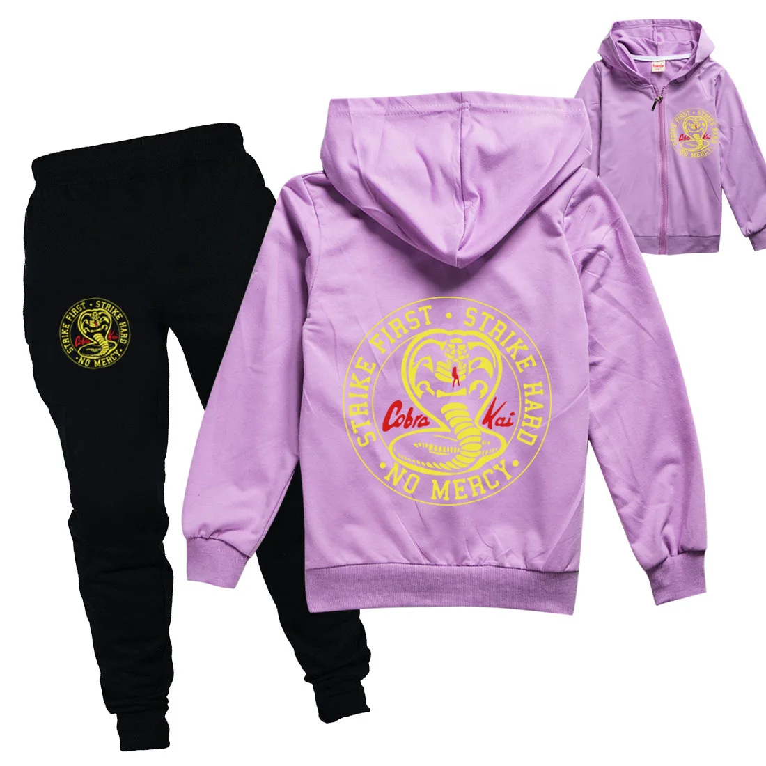 2021 Spring New Cobra Kai Hoodie Suit Cotton Kids Jacket And Pant Two-piece Children Clothing Set 2-16Years Girl Boys Clothes