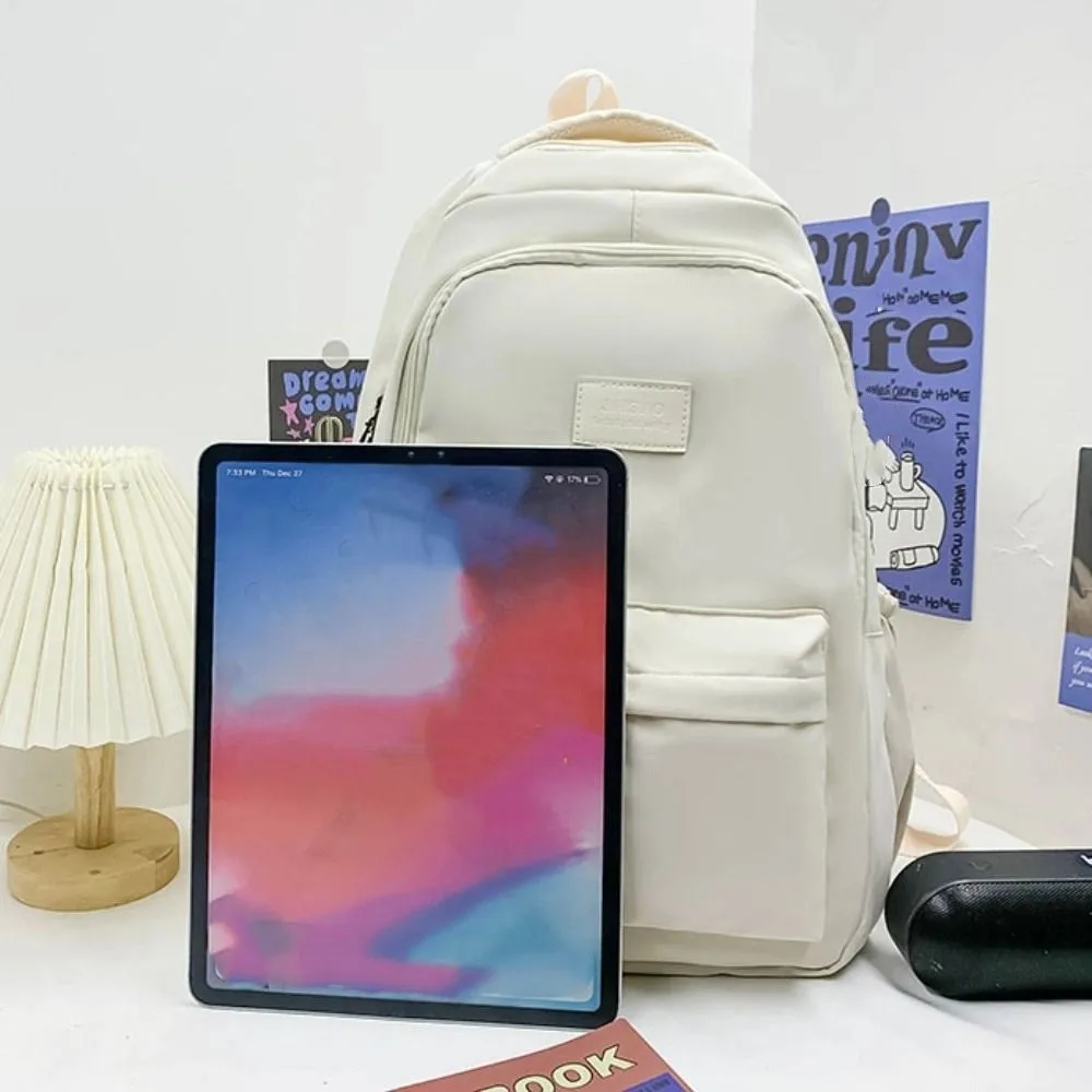 Portable Solid Color Laptop School Bag Simple Oxford Large Capacity Backpack Daypack Waterproof College Backpack Teenagers