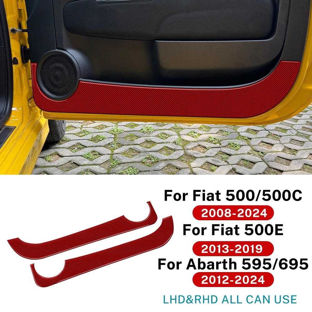 

For Fiat 500 500C(2008-2024)/Fiat 500E(2013-2019)/Abarth 595 695(2012-2024) Soft Carbon Fiber Sticker Car Door Anti-Kick Trim