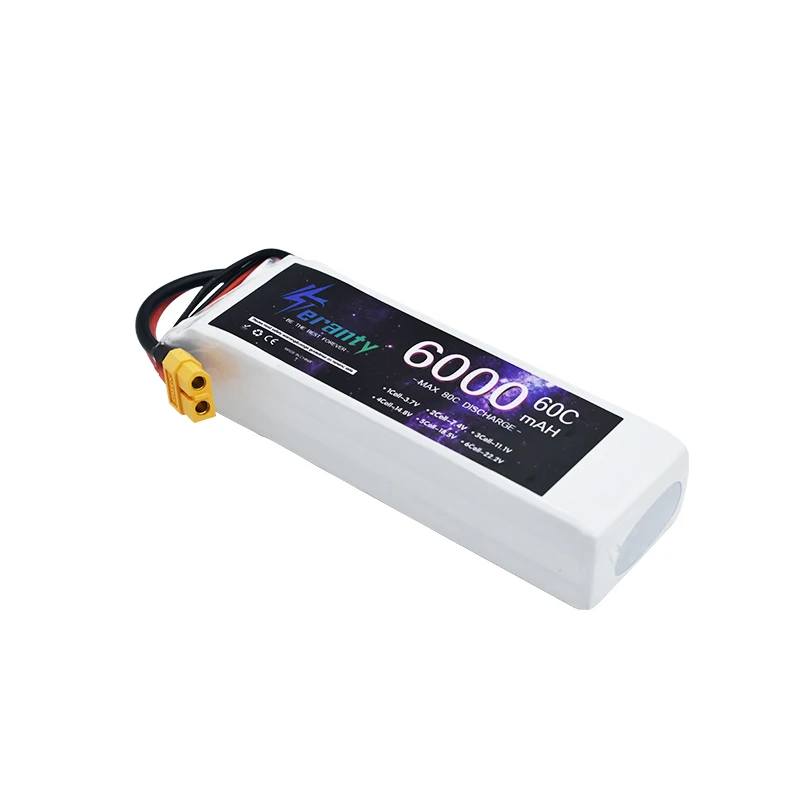 TERANTY LiPo 배터리, 6000mAh 60C, XT60 커넥터, 소프트 팩 RC 차량, 자동차 트럭 탱크 보트 트러기 버기 EC5 XT90 DEANS T