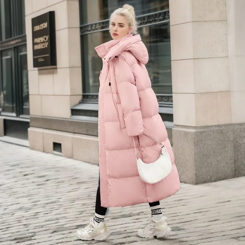 2023 Winter New Down Cotton Parkas Padded Jacket Female X-Long Over The Knee Large Quilt Loose Parkas Coat Padded Jacket