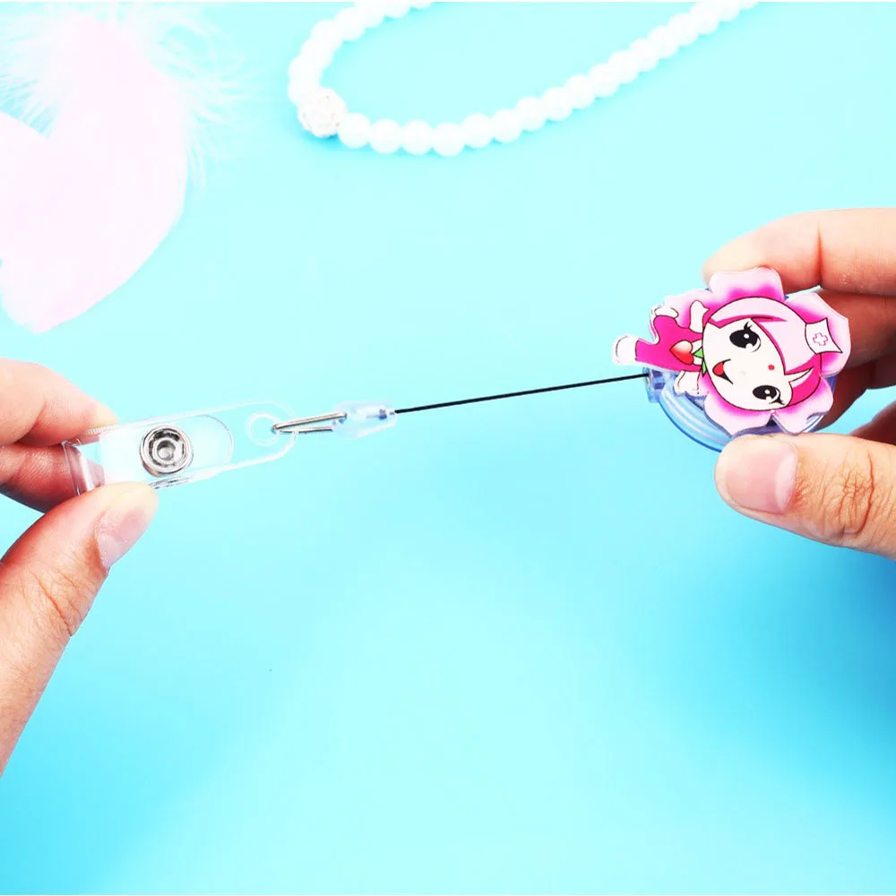 Nurse Cartoon Badge Reel Retractable Clips ID Name Card Office Supplies Name Card Holder Card Holder Clip Badge Holder Clip