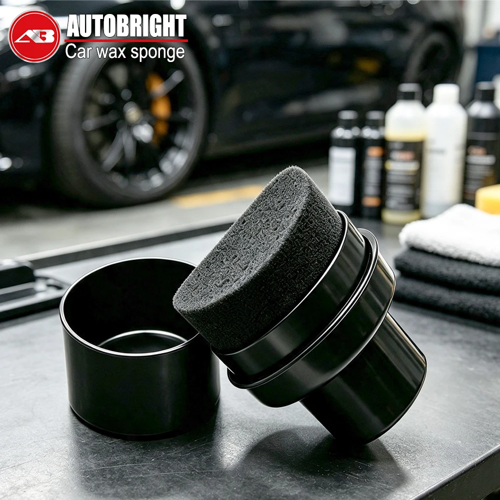 AUTOBRIGH Car Tire Waxing Sponge Car Wax Applicator Pad Lid Curved Shaped Easy Waxing Tire Sponge Tire Cleaning Tools Detailing