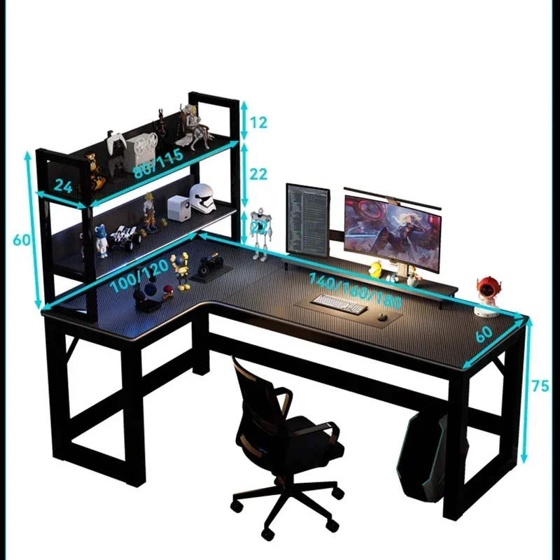 Nordic Desk for Home Carbon Fiber Corner Double Computer Desks with Shelf Light Luxury Simple Household Gaming Tables