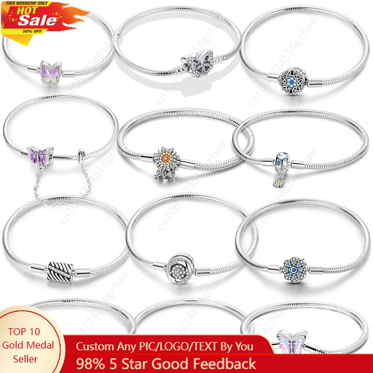 

17-20CM Butterfly Bracelets LOVE Heart 925 Sterling Silver Original Bracelet Fit DIY Charms Beads Women Jewelry Gift