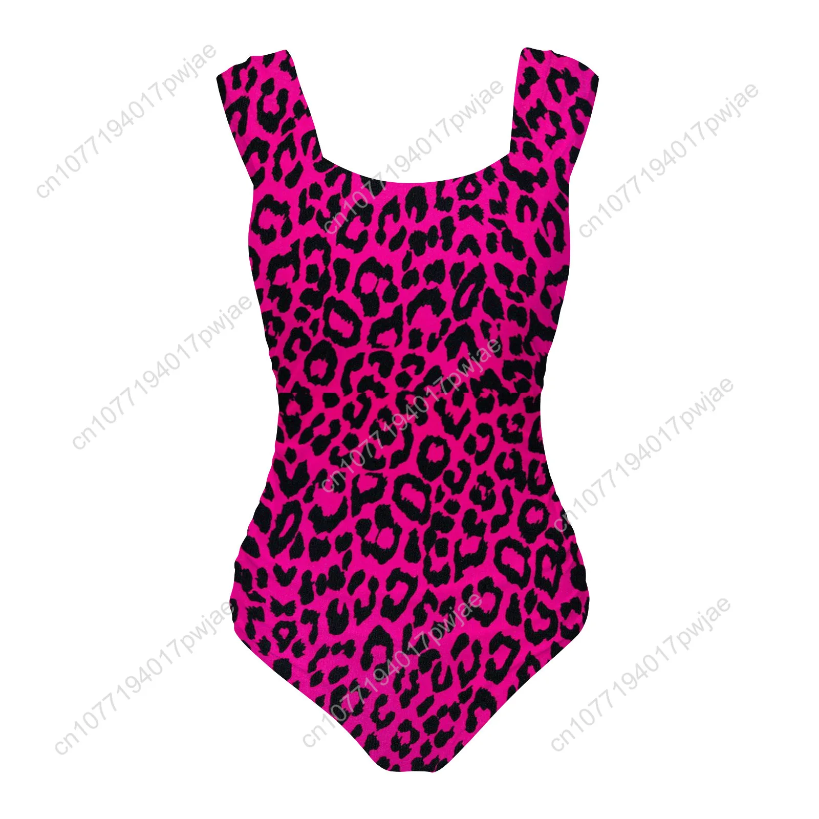 Leopard Print Pattern One Piece Swimsuit Wide Strap Women Bathing Suits Swimwear Pool Beach Sexy Bikini Customize Beachwear