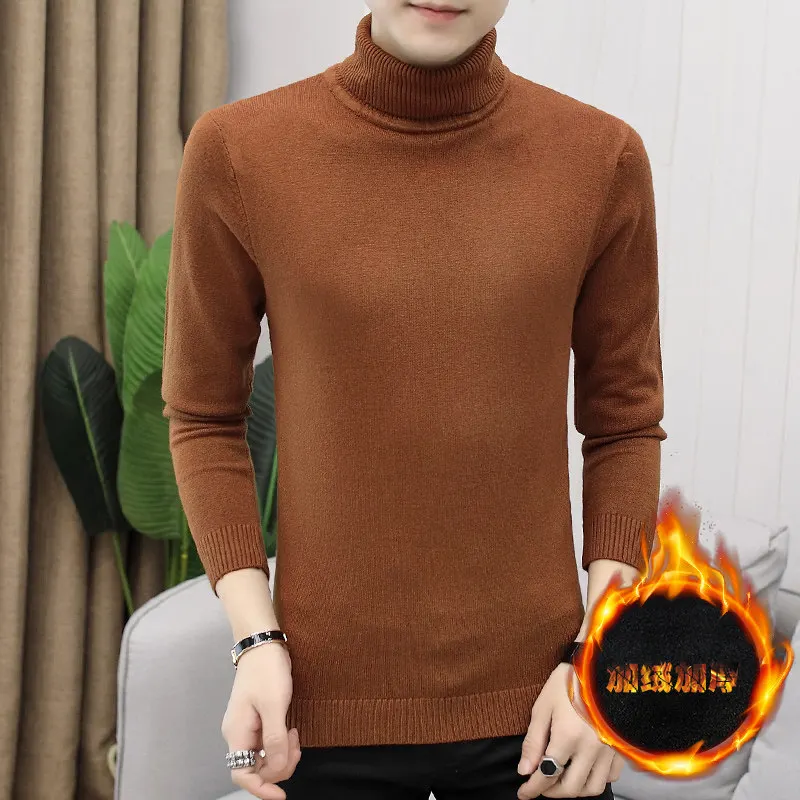 

Men's Casual Versatile Knitted Sweater Trendy Base Layer Winter Faion Polyester Fiber Long Sve High Collar Warmth