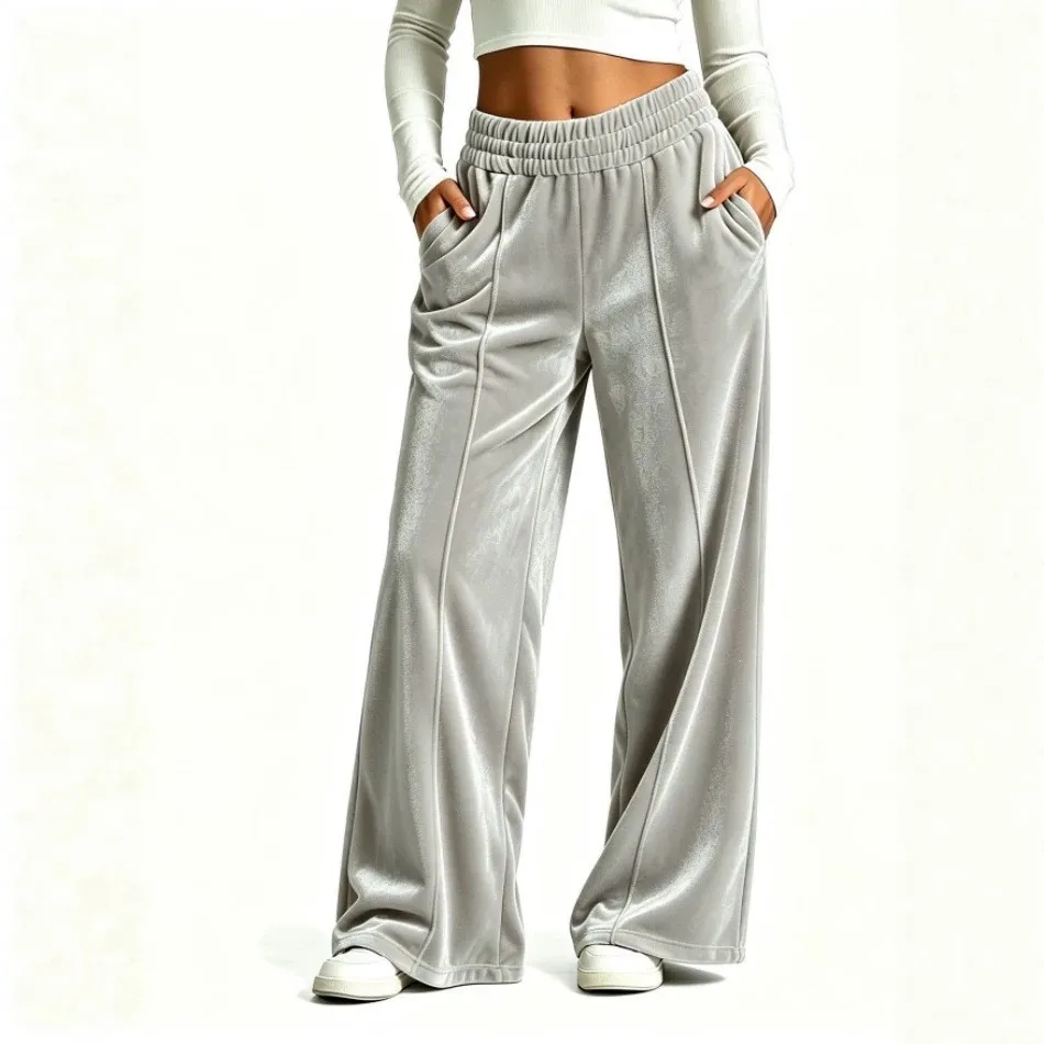 Casual Loose Fit Pants with European and American Style Patchwork Full Length Mid Rise Summer Women Pants Medium Stretch