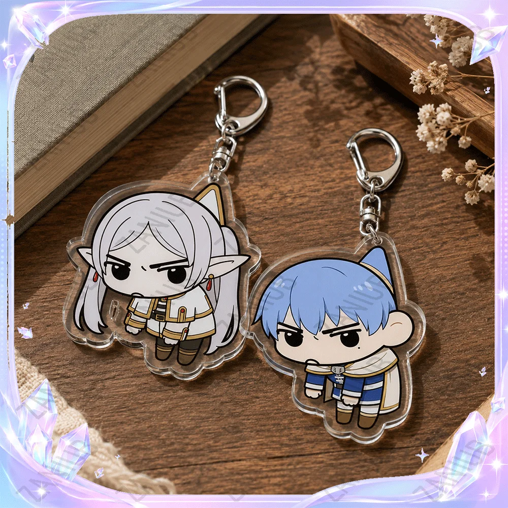 Fantasy Anime Chibi Keychain Sousou No Frieren Fern Stark Himmel Acrylic Keyring Bag Charm Backpack Pendant Fans Friends Gift