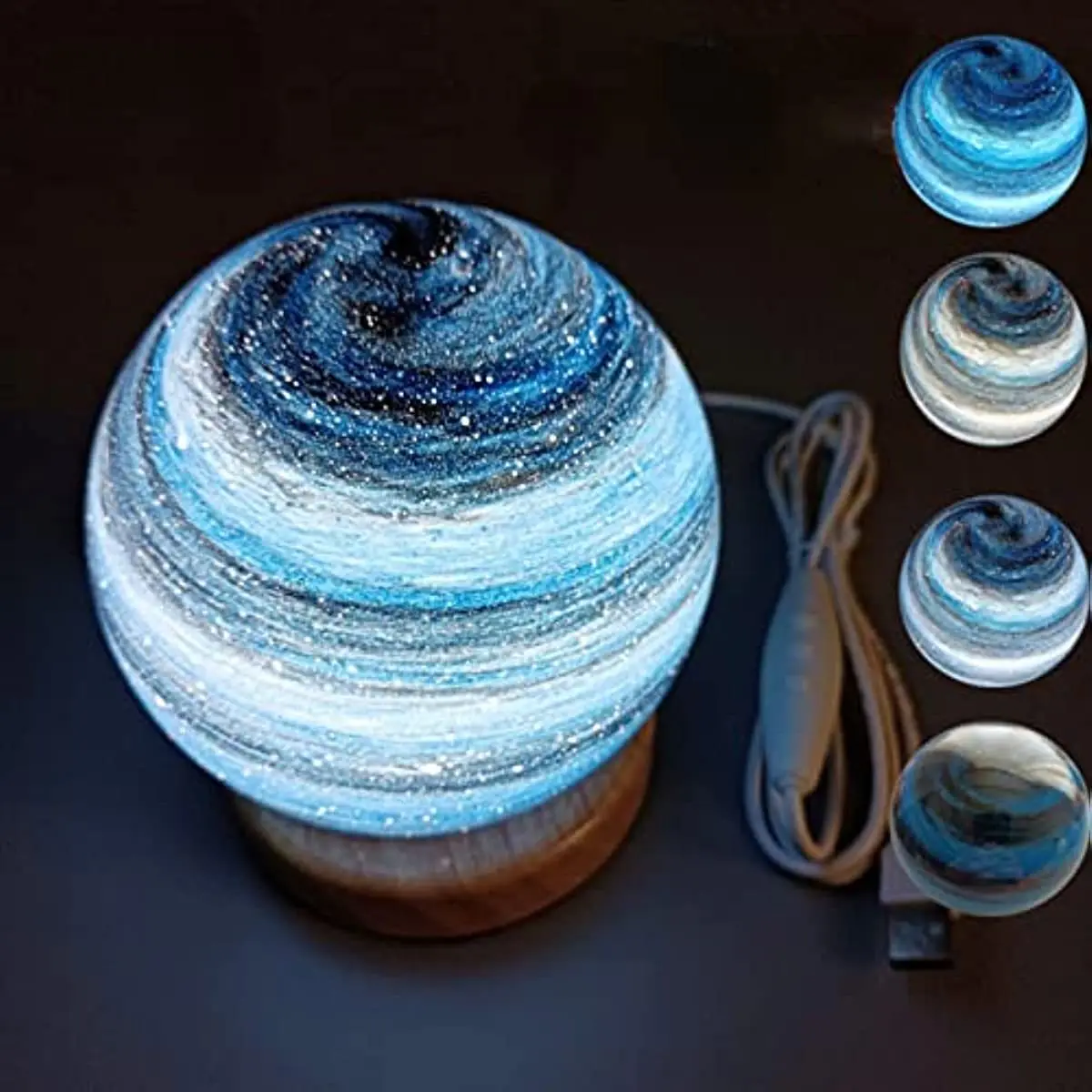 Bedside Lamp 3D Planet ‎Glass Moon Lamp Starry Sky Light Gift For Birthday Valentine's Day Gift Galaxy Lamp Planet USB