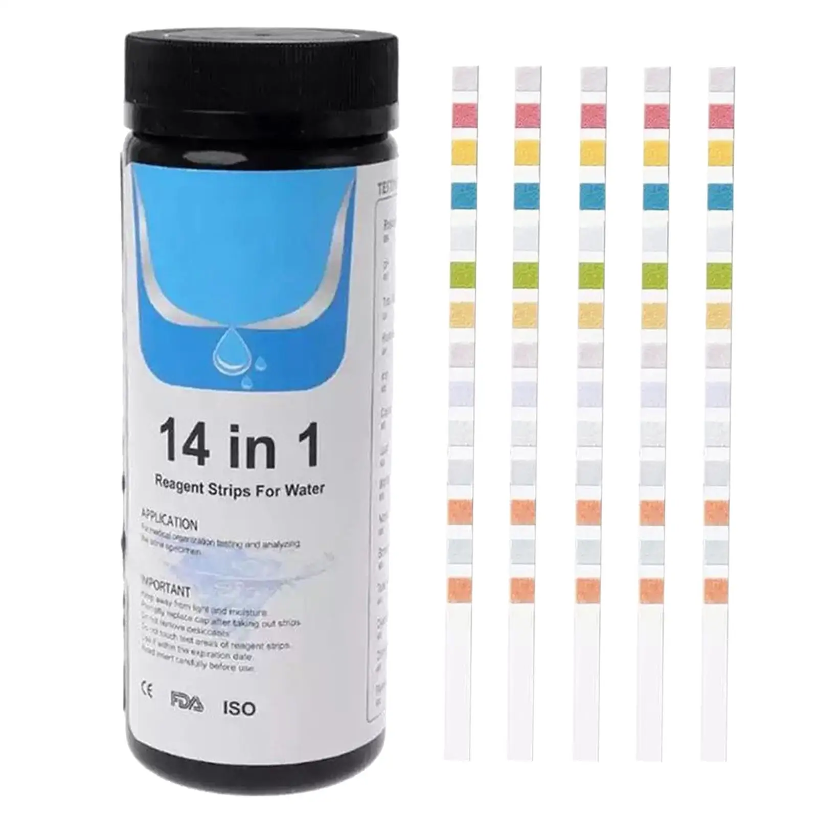 

14 in 1 Drinking Water Test Kit Strips, 50cnt. Home Water Quality Test for Tap Water, Pool, Spa Strips for Water Hardness, PH