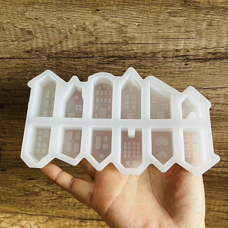 1PC Silicone 12-hole House Candle Molds Mini Houses Plaster Concrete Cement Mould Aroma Soap Moulds