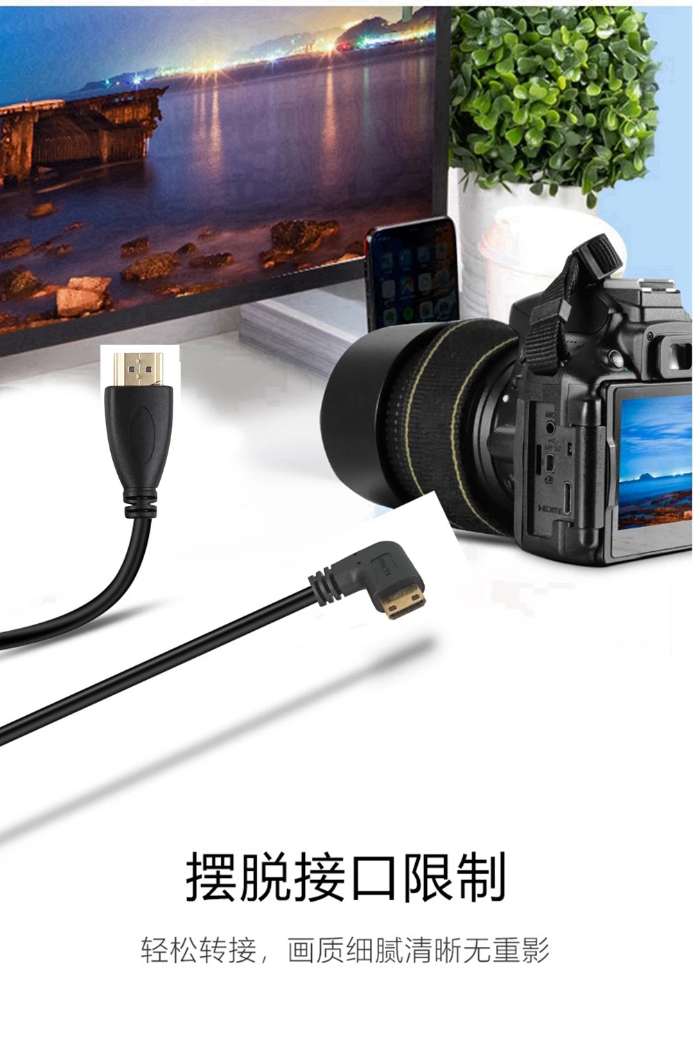 Kabel wideo mini HDMI do instrumentu równoległego, aparat cyfrowy, tablet mini kabel HDMI do DSLR HDMI