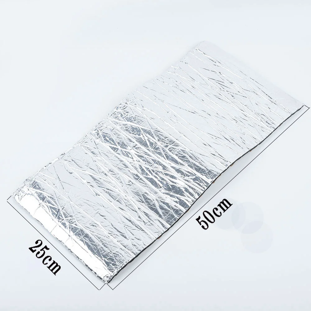 25*50cm Silver Soundproof Pad Rubber Foam & Aluminum Foil Material For Car Hood/ Door/ Chassis/ Air Conditioning Tube