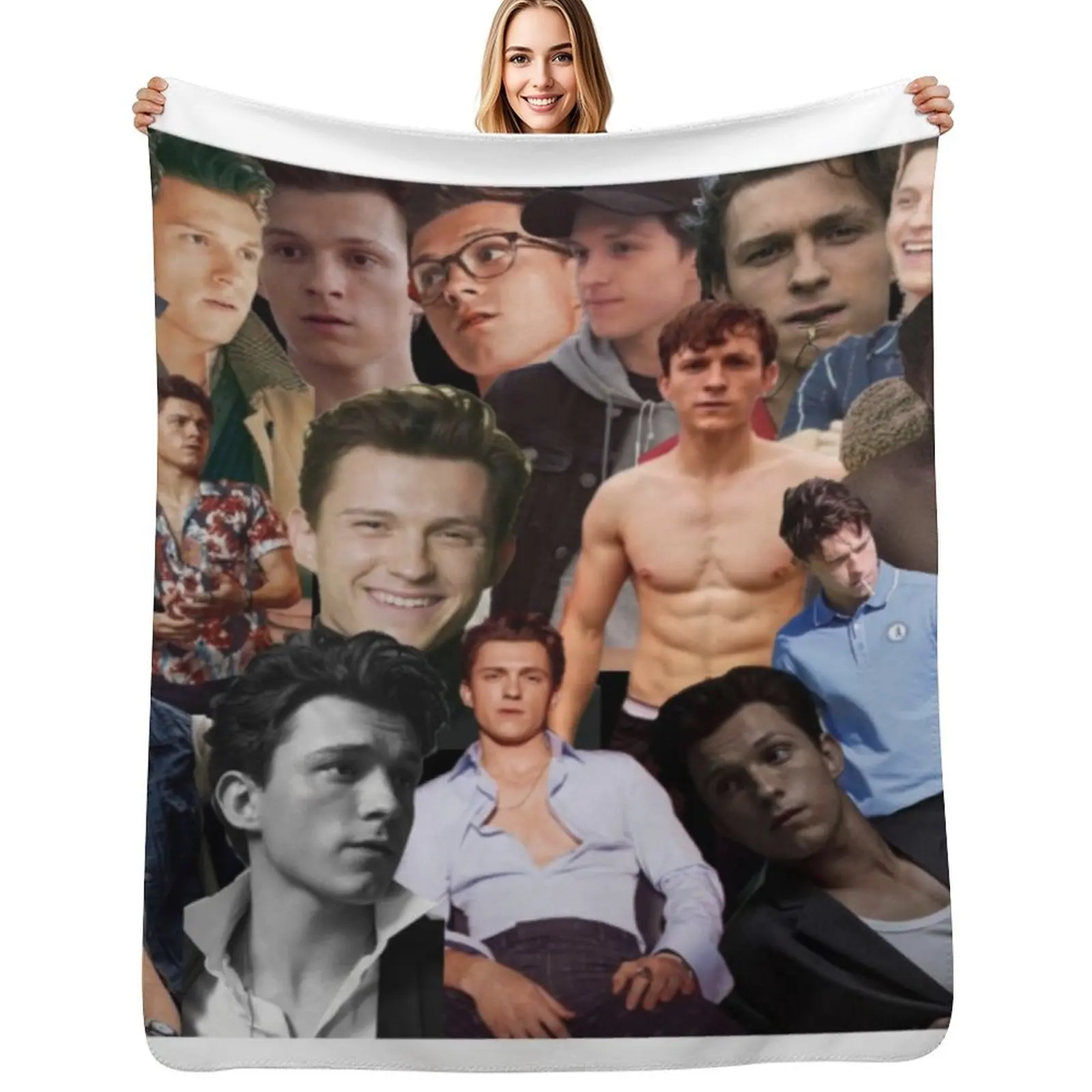 Tom Holland collage Throw Blanket Cozy Sofa Blanket for TV Watching Napping