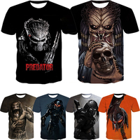 Creative Horror Design Predator 3D Printing Summer Fashion Leisure Cool Personality Street Style Short Sleeve