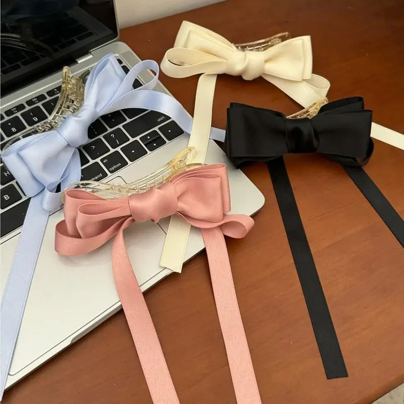 

1pc Black ribbon bow clip, new style, back of the head dished hair clip, frosted hair clip, female shark clip hair accessory