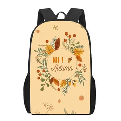 Mochila escolar con estampado 3D de hojas de otoño para hombres, mujeres y adolescentes, bolso de hombro doble para computadora portátil, bolsa de Picnic de viaje impermeable