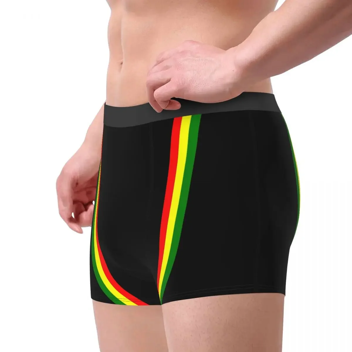 Novidade Rasta Stripe Color Boxers Shorts, Cuecas Masculinas, Cuecas Respiráveis, Roupa Interior, Calcinhas