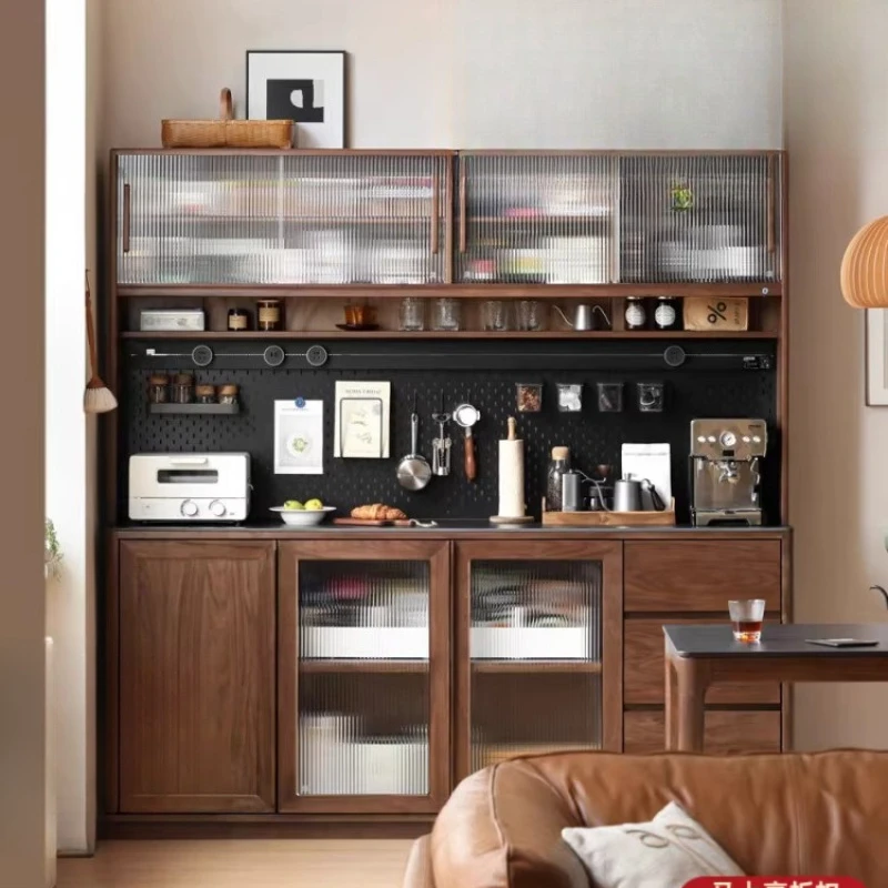 

Буфет из массива дерева для столовой, черный орех, ресторанный чайный шкаф, тумба с каменной столешницей