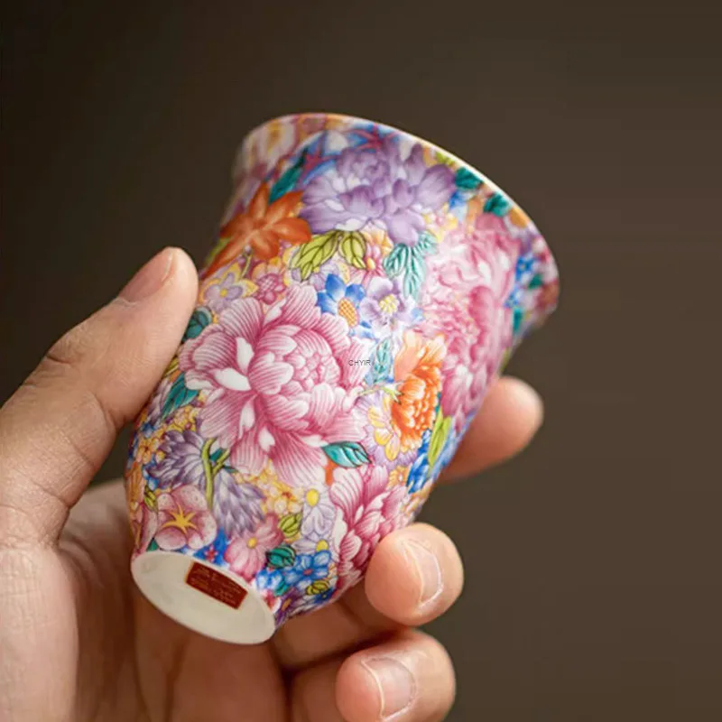 Chinese Style Enamel Ceramic Master Cup Single Cup Women's Tea Set Tea Cup Personal Tea Ceremony Cup