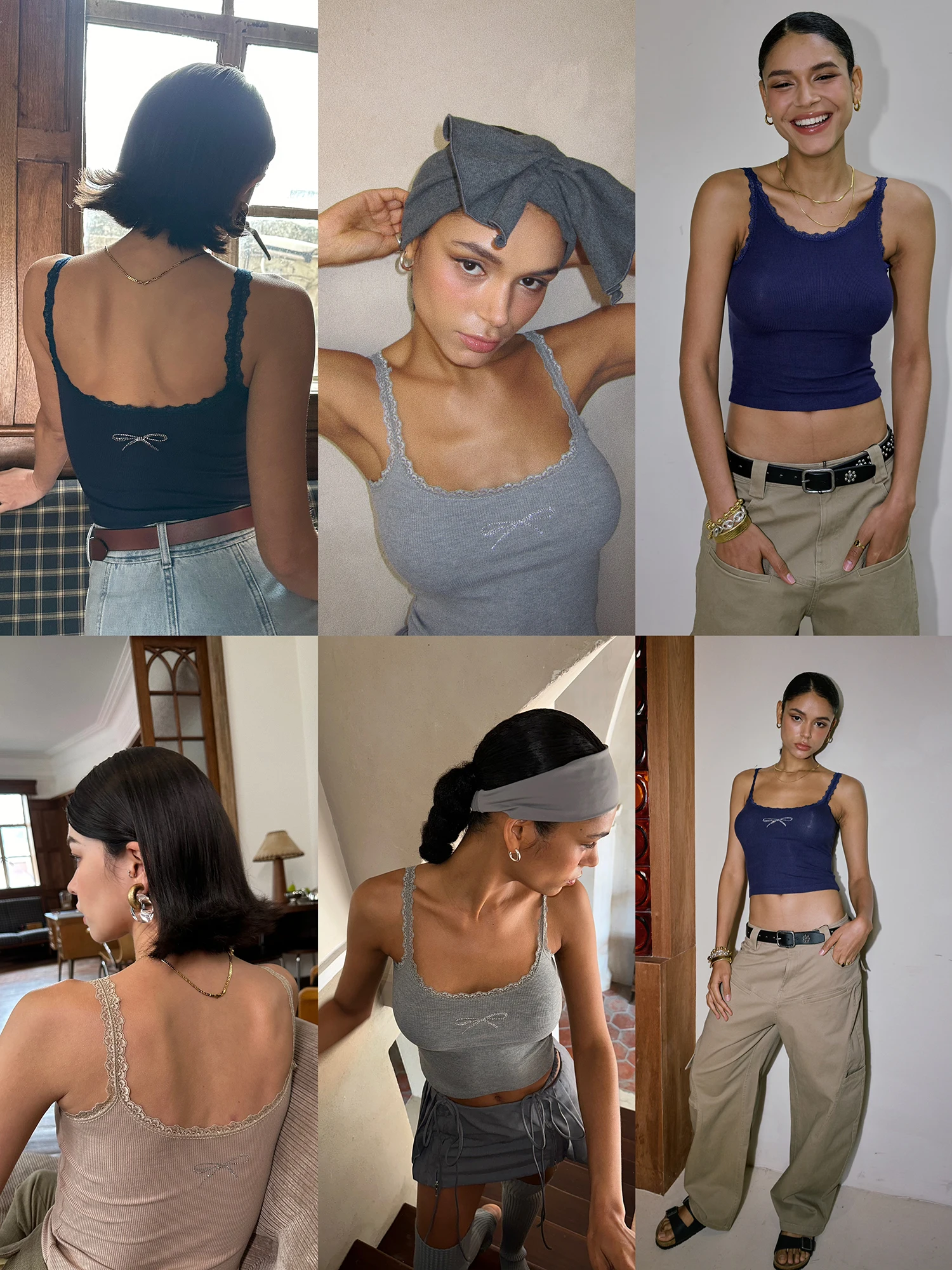 

Майка Betchow Water Diamond с кружевным узлом для девочек, универсальная модная майка для сна, смесь полиэстера