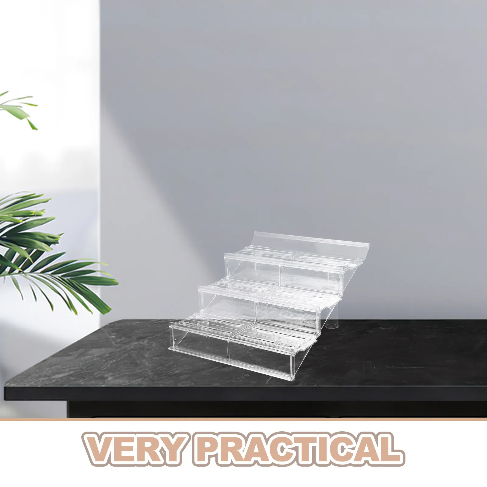 Clear 3 Layer Refrigerated Display Riser for Supermarket Counters Plastic Food Stand Organizer Enhanced Visibility for Cake